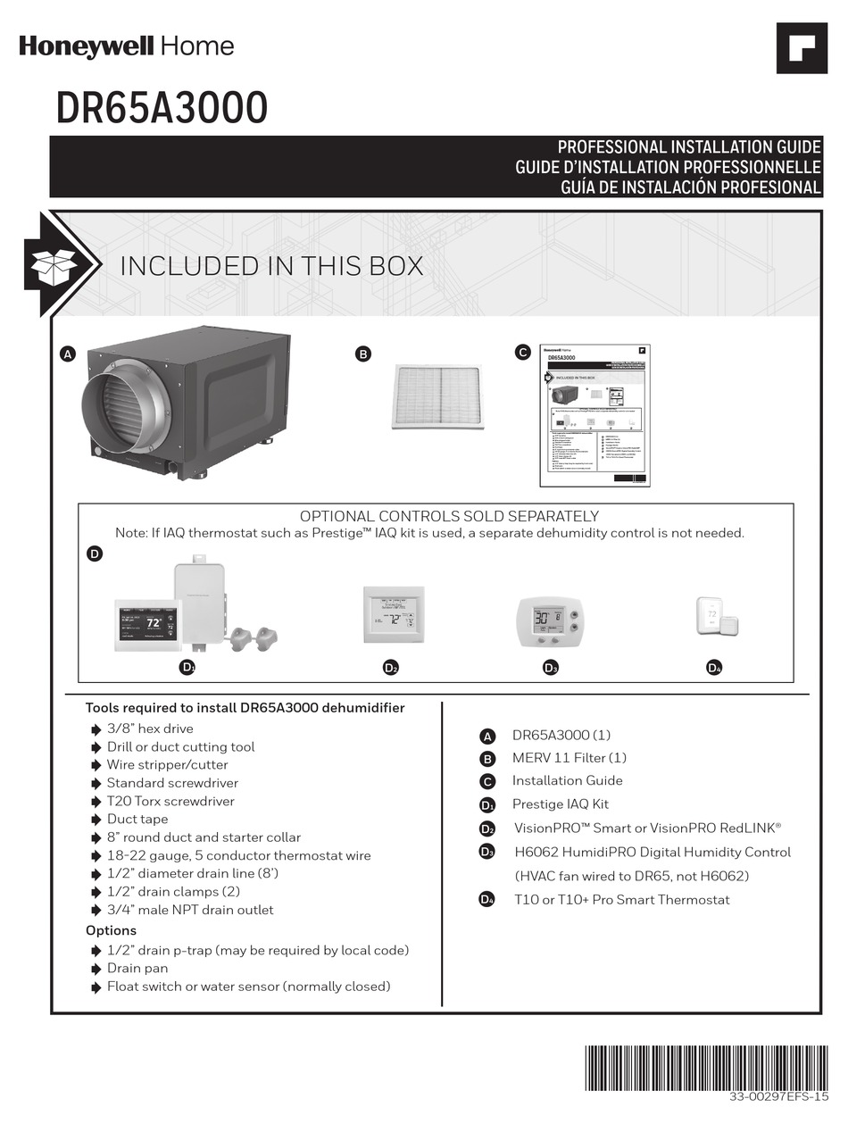 HONEYWELL HOME DR65A3000 PROFESSIONAL INSTALLATION MANUAL Pdf Download