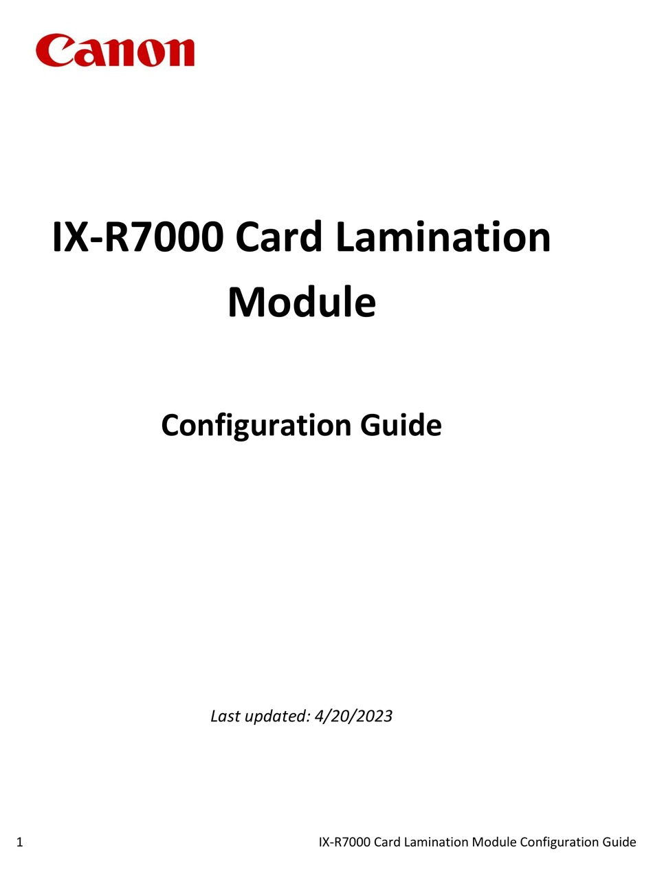 CANON IXR7000 CONFIGURATION MANUAL Pdf Download ManualsLib