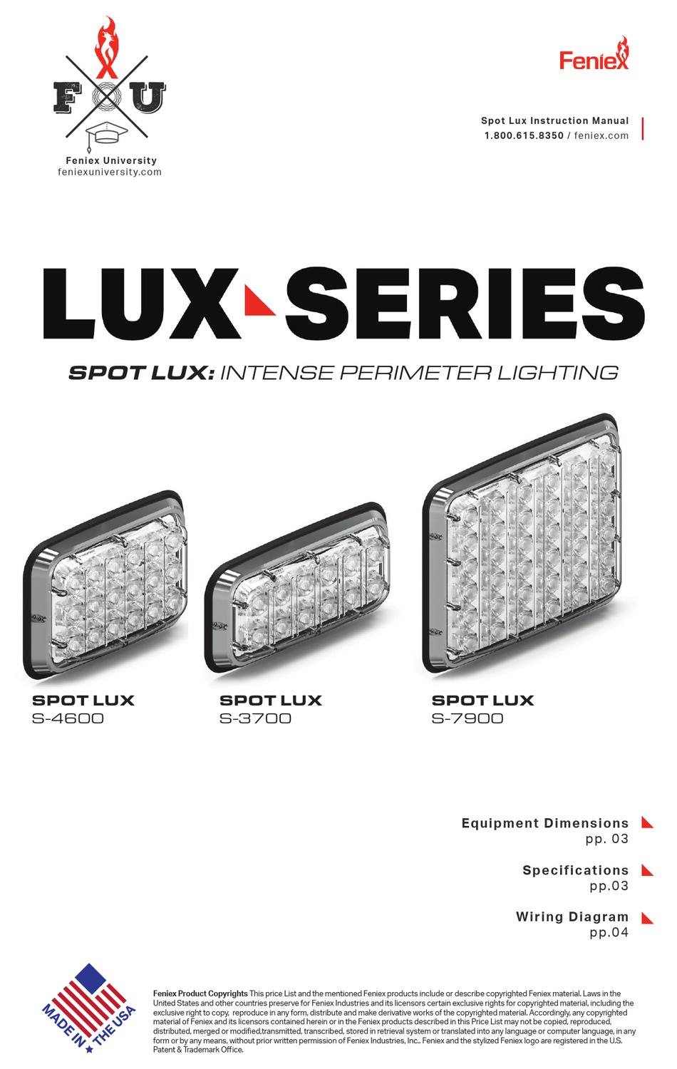 FENIEX SPOT LUX S4600 MANUAL Pdf Download ManualsLib