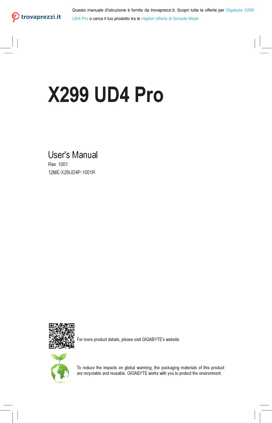 GIGABYTE X299 UD4 PRO USER MANUAL Pdf Download ManualsLib