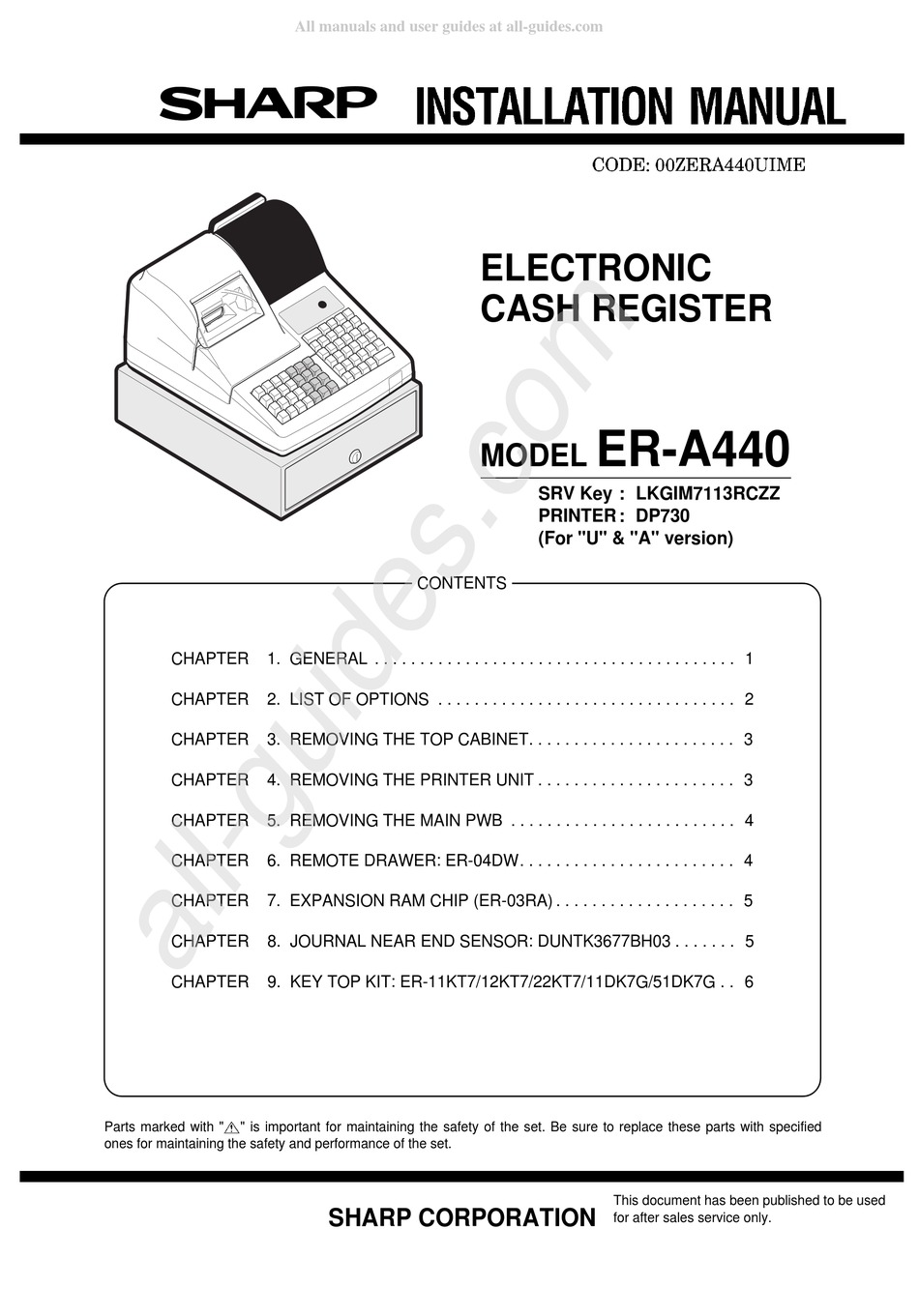 SHARP ERA440 INSTALLATION MANUAL Pdf Download ManualsLib