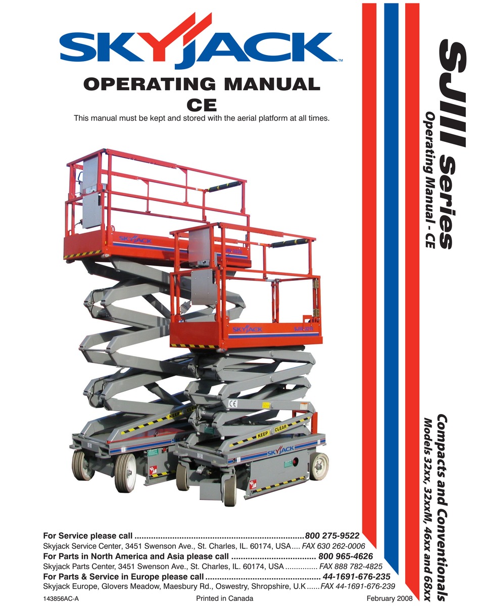 SKYJACK SJIII SERIES OPERATING MANUAL Pdf Download | ManualsLib