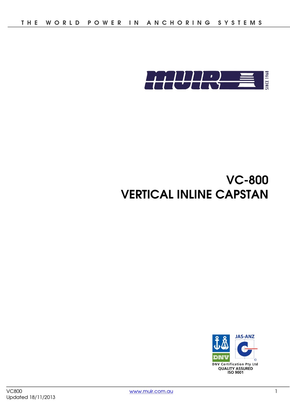 MUIR VC800 MANUAL Pdf Download ManualsLib