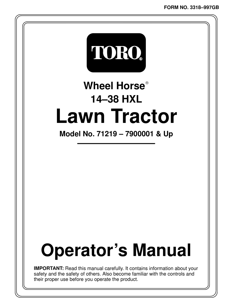 TORO WHEEL HORSE 1438 HXL OPERATOR'S MANUAL Pdf Download ManualsLib