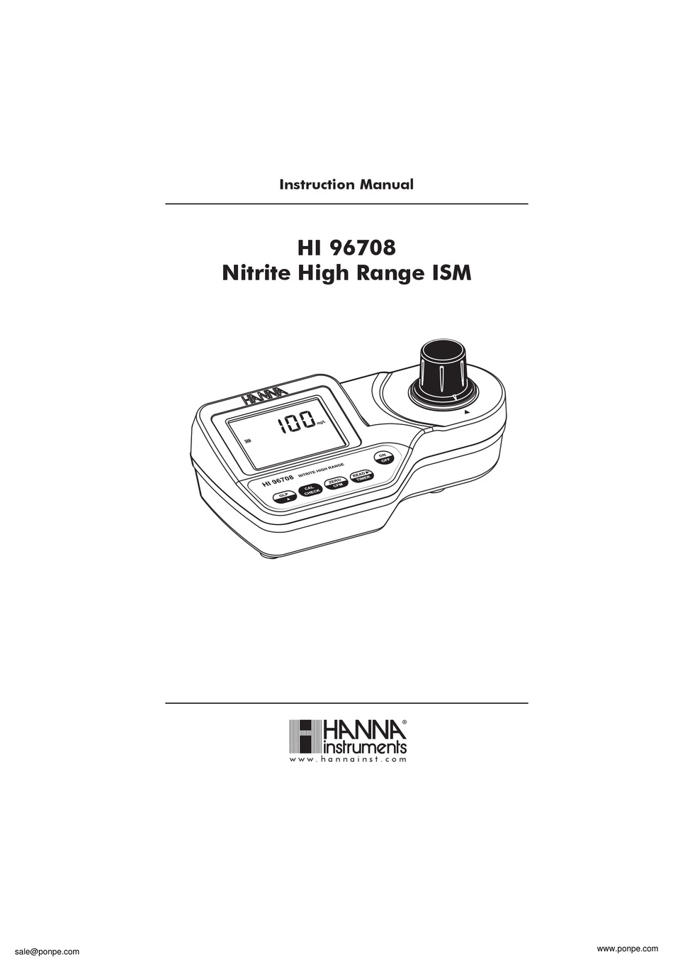 HANNA INSTRUMENTS 96708 INSTRUCTION MANUAL Pdf Download ManualsLib