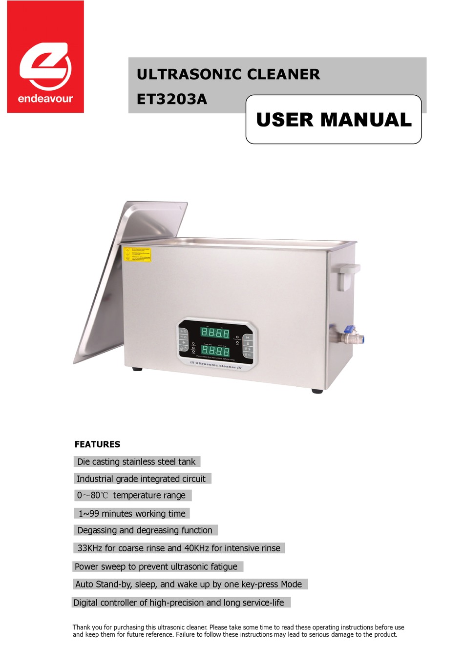 ENDEAVOUR ET3203A USER MANUAL Pdf Download ManualsLib