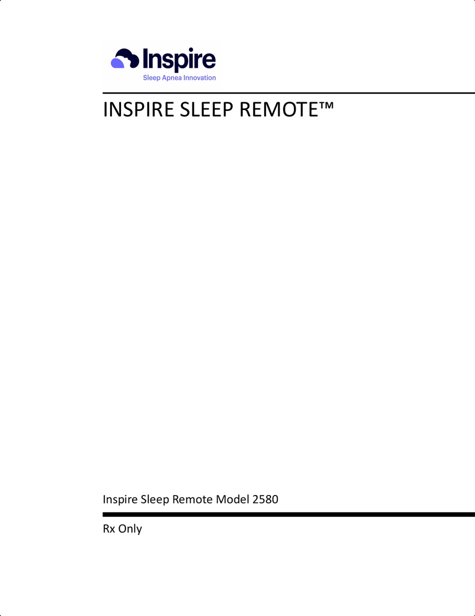INSPIRE SLEEP REMOTE 2580 INSTRUCTION MANUAL Pdf Download ManualsLib