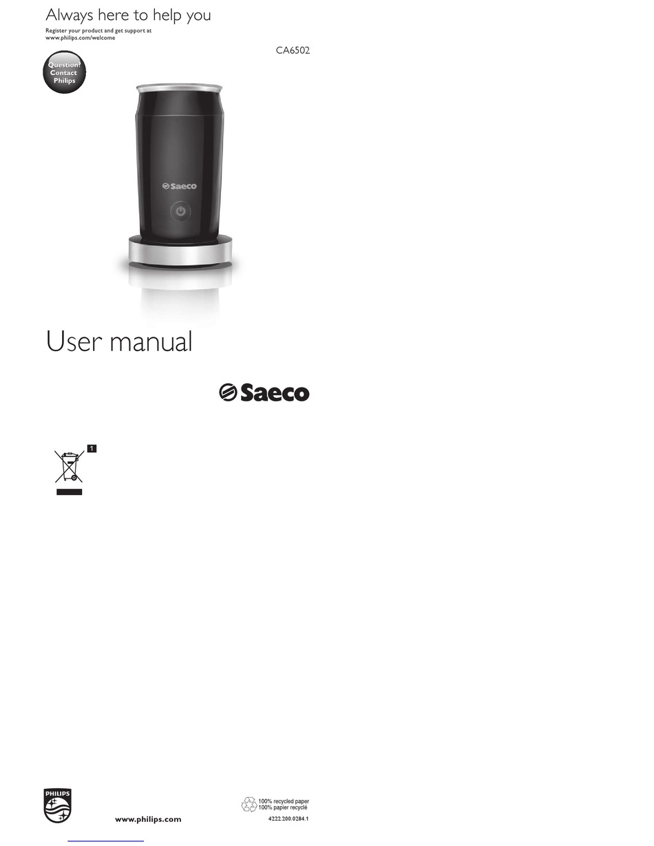 PHILIPS SAECO CA6502 USER MANUAL Pdf Download ManualsLib