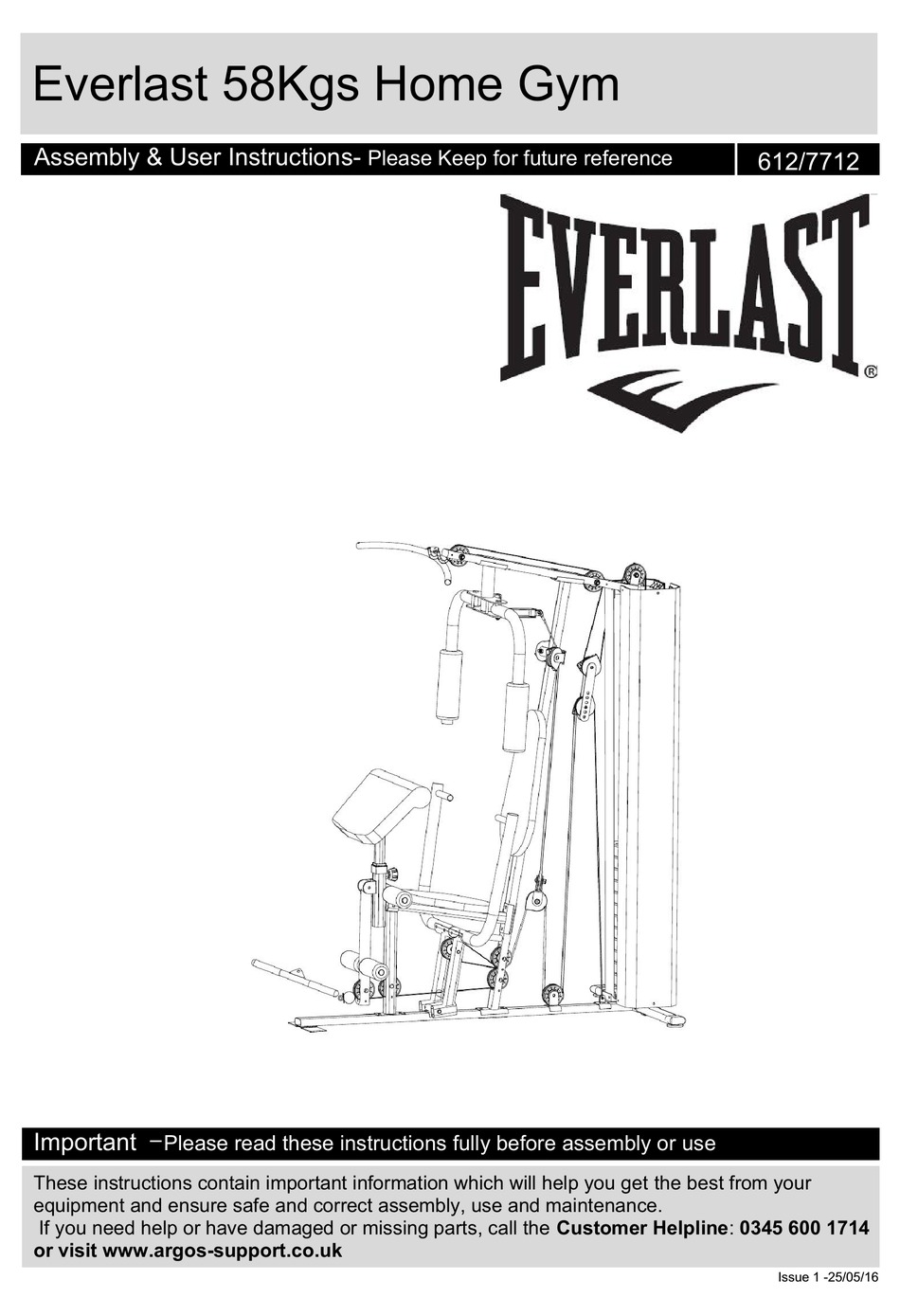 EVERLAST 612/7712 ASSEMBLY & USER INSTRUCTIONS Pdf Download ManualsLib