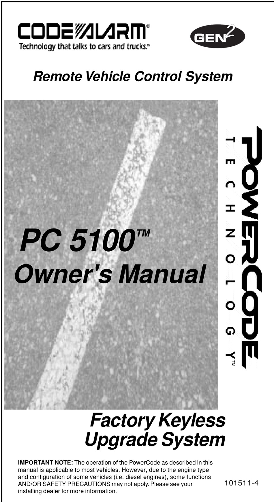 CODE ALARM POWERCODE PC 5100 OWNER