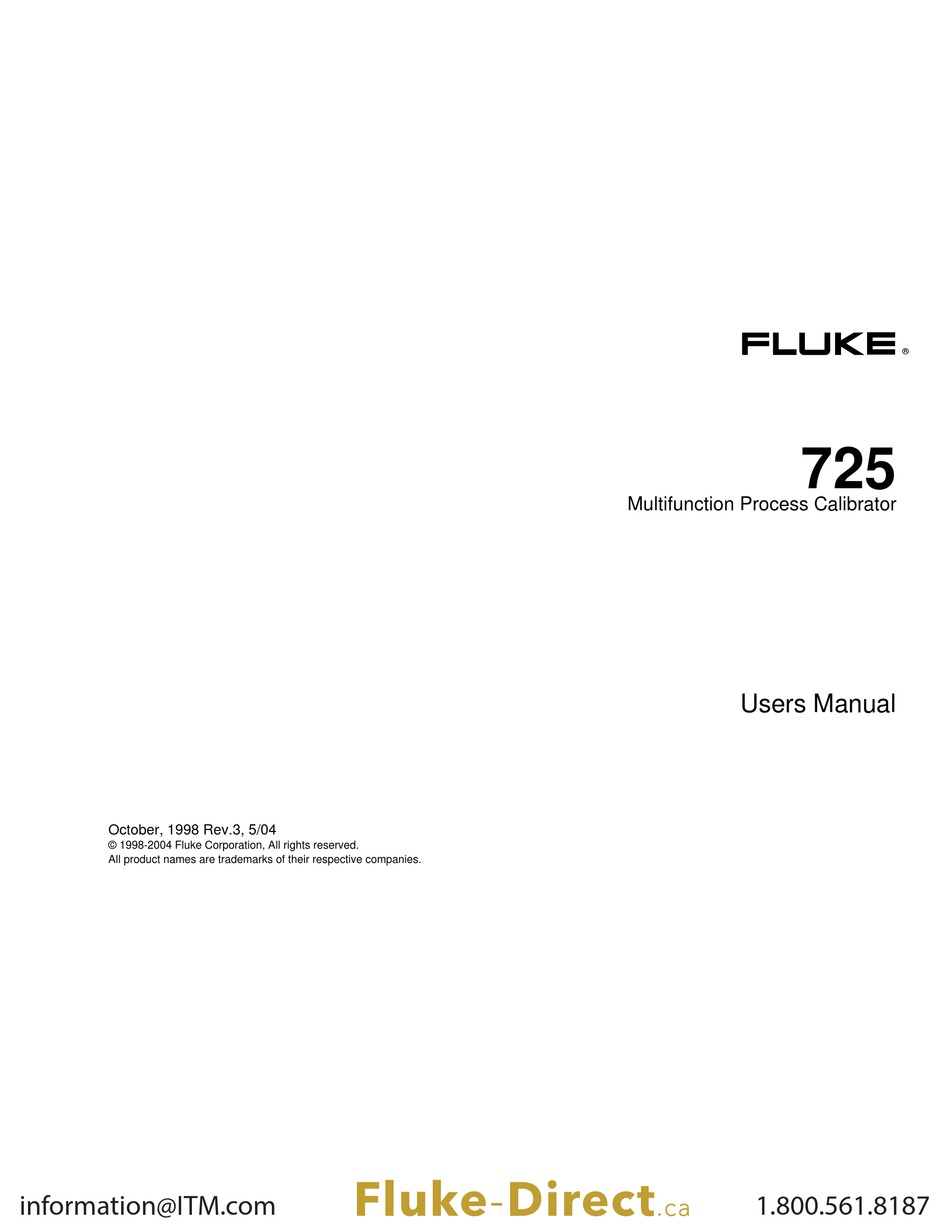 FLUKE 725/FPC USER MANUAL Pdf Download ManualsLib