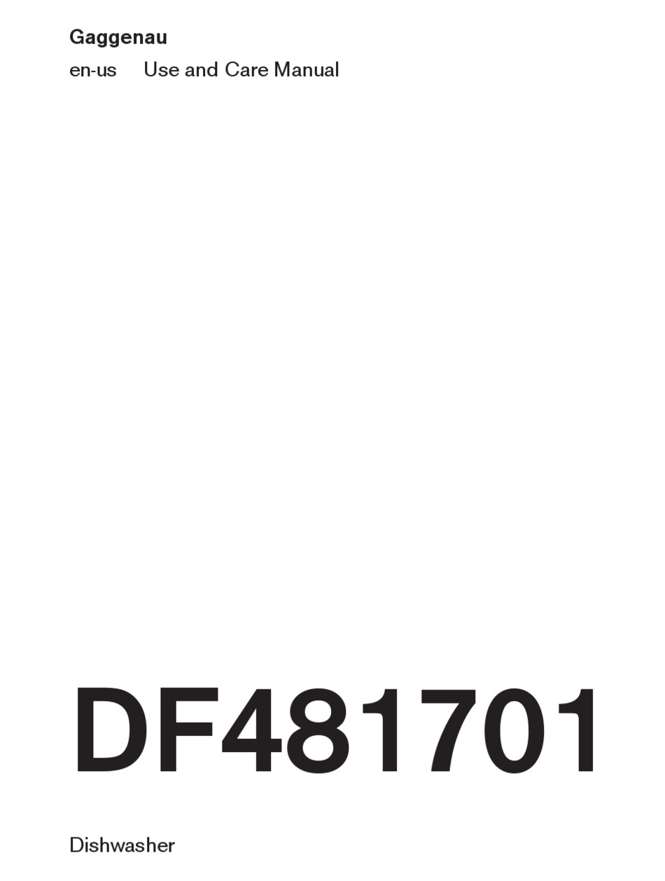 GAGGENAU DF481701 USE AND CARE MANUAL Pdf Download ManualsLib