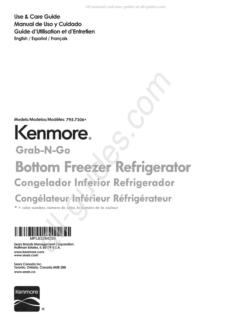 KENMORE GRABNGO 795.7306 SERIES USE & CARE MANUAL Pdf Download