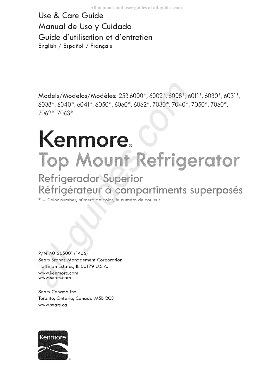 KENMORE 253.6011 SERIES USE & CARE MANUAL Pdf Download ManualsLib