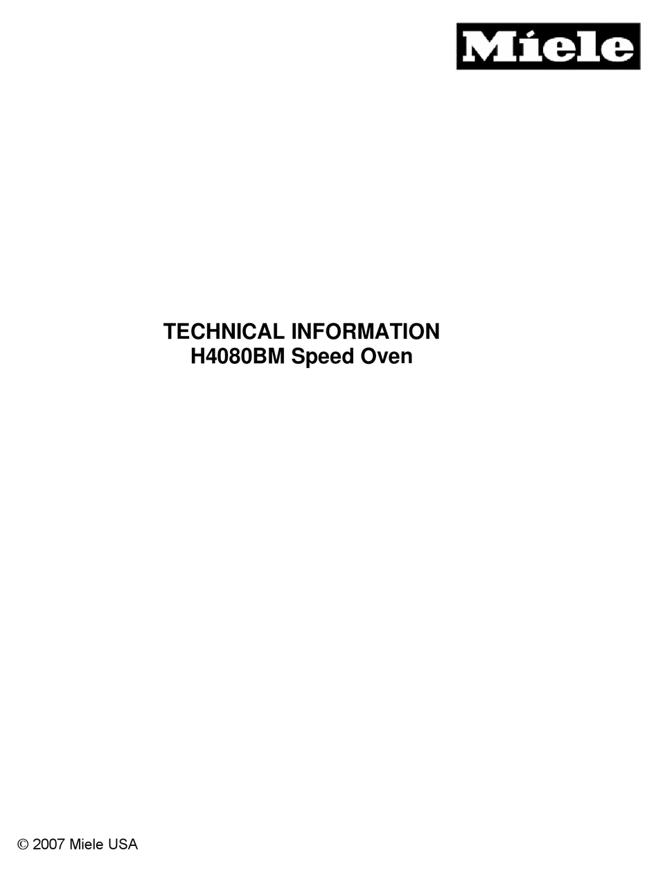 MIELE H4080BM TECHNICAL INFORMATION Pdf Download ManualsLib