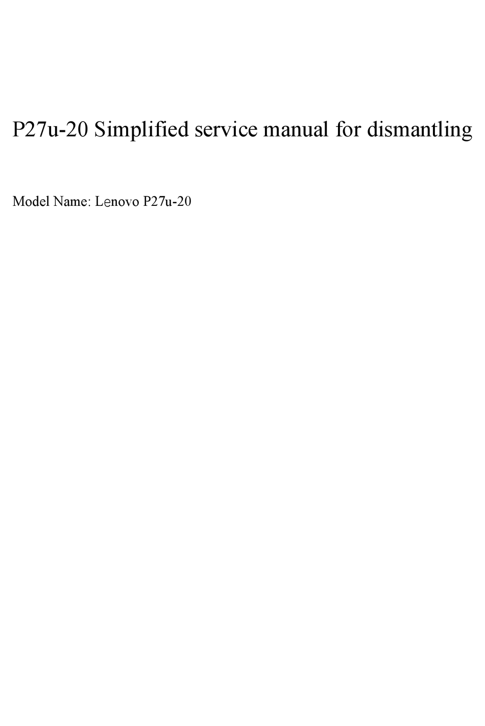 LENOVO P27U20 SIMPLIFIED SERVICE MANUAL Pdf Download ManualsLib