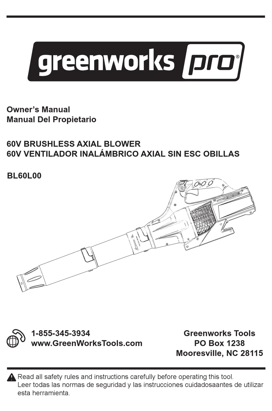 Greenworks Pro Bl L Owner S Manual Pdf Download Manualslib