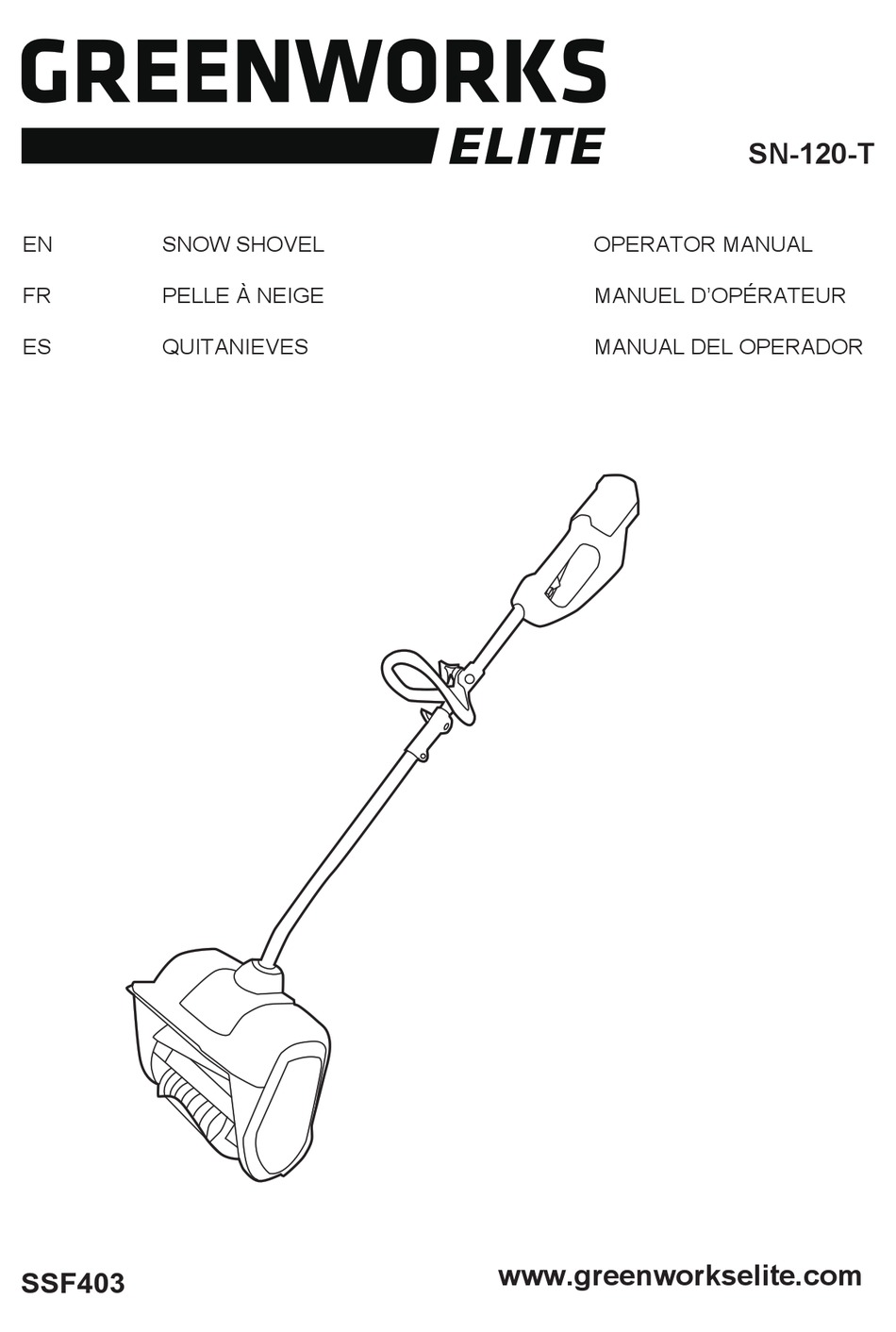 GREENWORKS ELITE SN120T OPERATOR