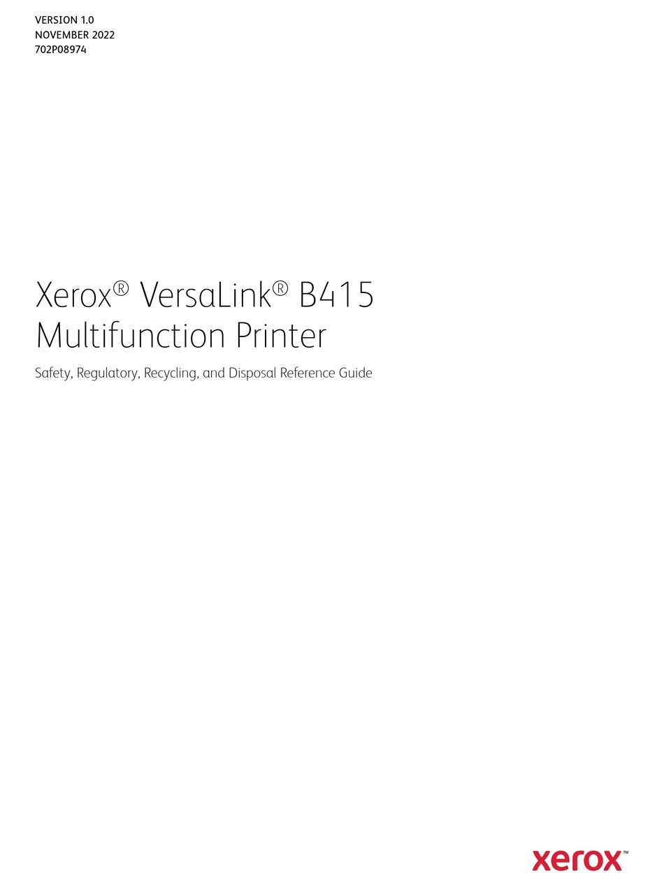 XEROX VERSALINK B415 MANUAL Pdf Download | ManualsLib