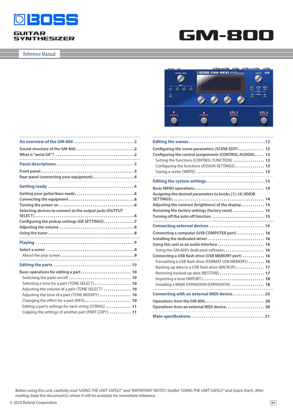 BOSS GM800 REFERENCE MANUAL Pdf Download ManualsLib