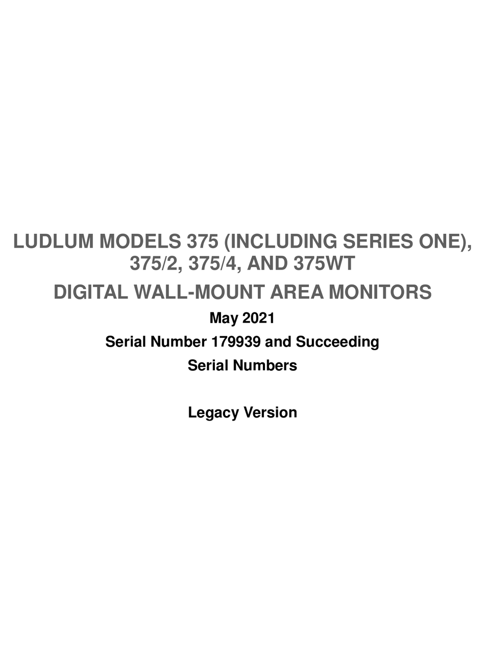 LUDLUM 375 SERIES MANUAL Pdf Download ManualsLib