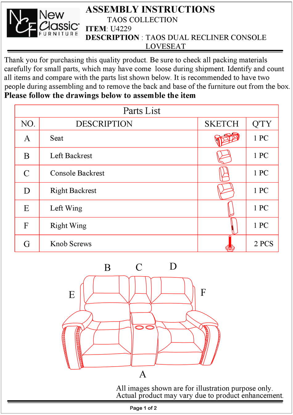 NEW CLASSIC FURNITURE TAOS U4229 ASSEMBLY INSTRUCTIONS Pdf Download