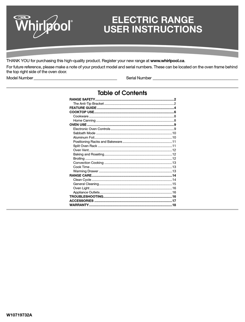WHIRLPOOL YWFE745H0FS USER INSTRUCTIONS Pdf Download ManualsLib