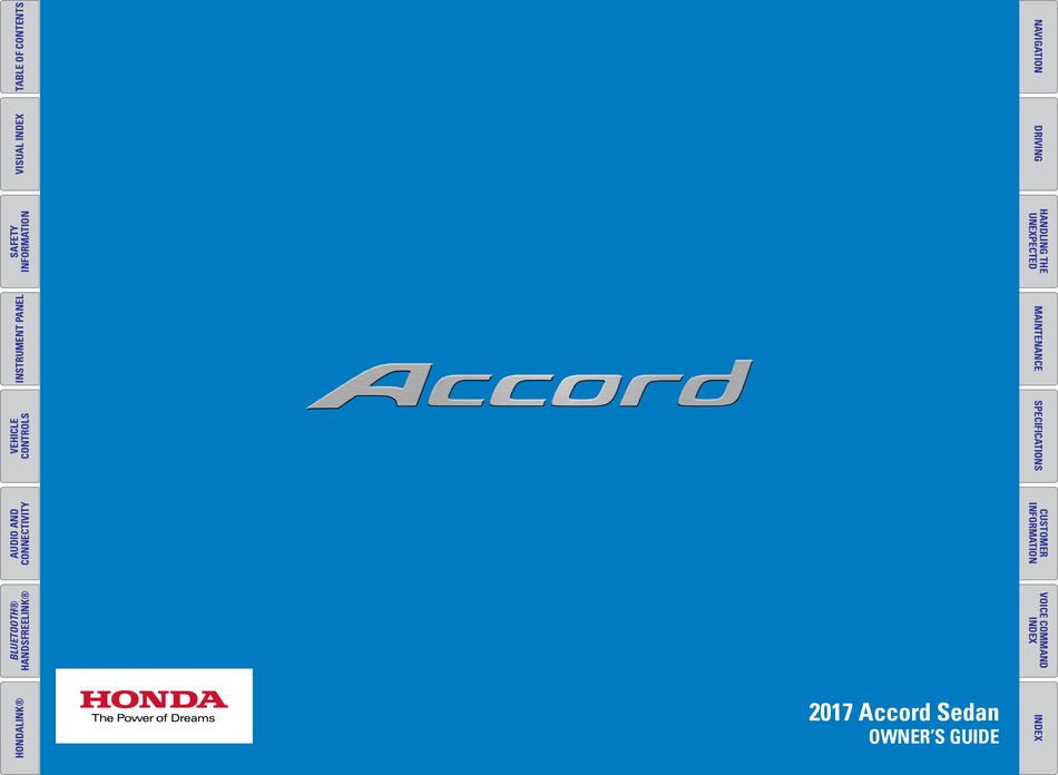 HONDA ACCORD SEDAN 2017 OWNER'S MANUAL Pdf Download ManualsLib
