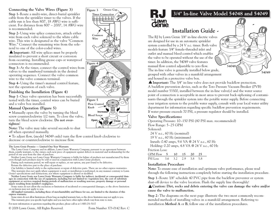 LAWN GENIE RJ 54048 INSTALLATION MANUAL Pdf Download ManualsLib