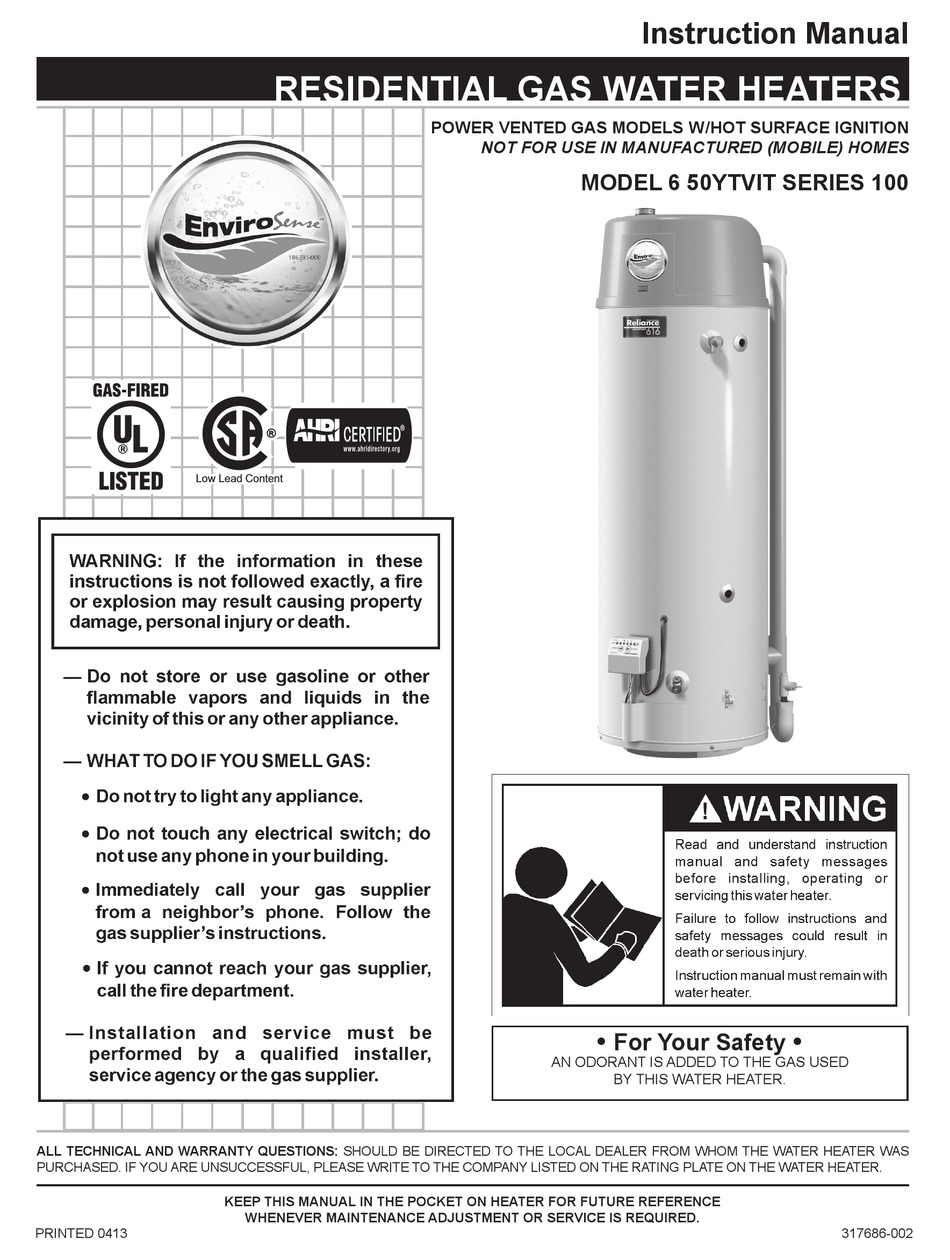 RELIANCE 100 SERIES INSTRUCTION MANUAL Pdf Download | ManualsLib