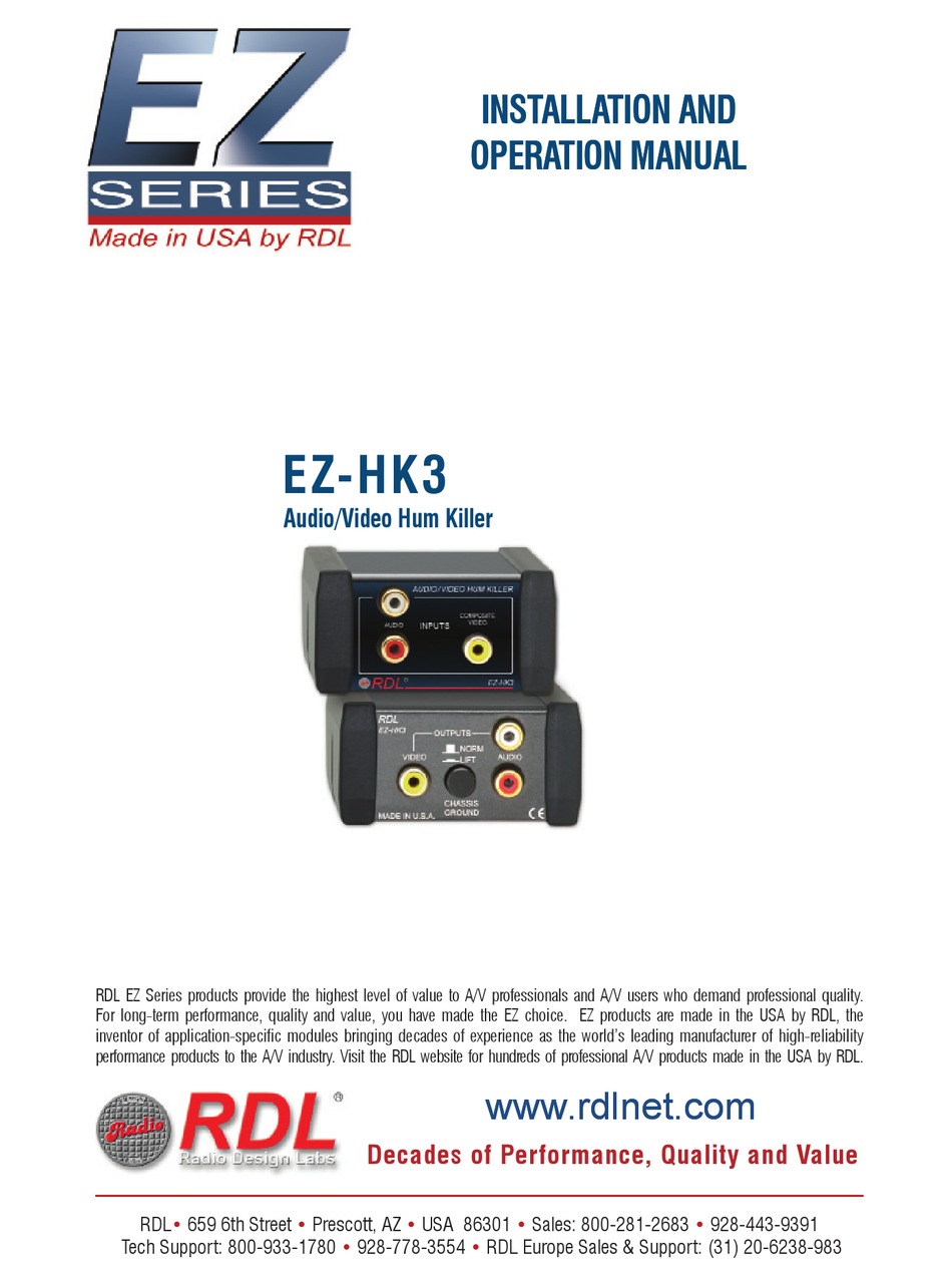 RDL EZ SERIES INSTALLATION AND OPERATION MANUAL Pdf Download ManualsLib