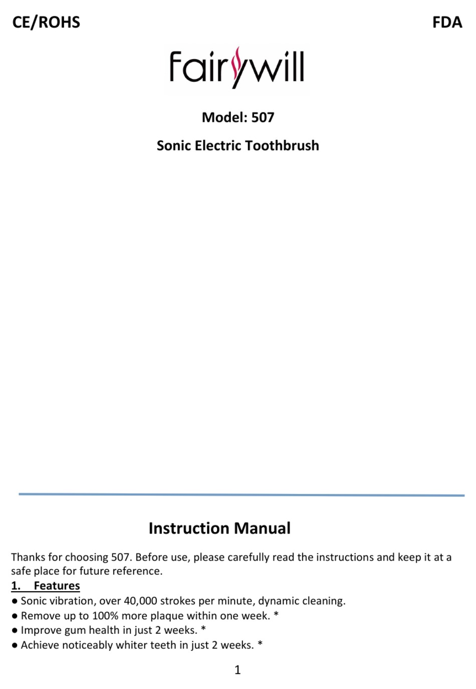 FAIRYWILL 507 INSTRUCTION MANUAL Pdf Download ManualsLib