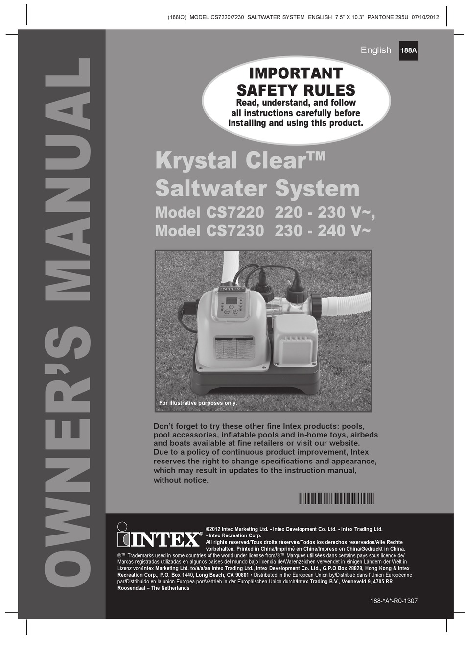 INTEX KRYSTAL CLEAR CS7220 OWNER'S MANUAL Pdf Download | ManualsLib