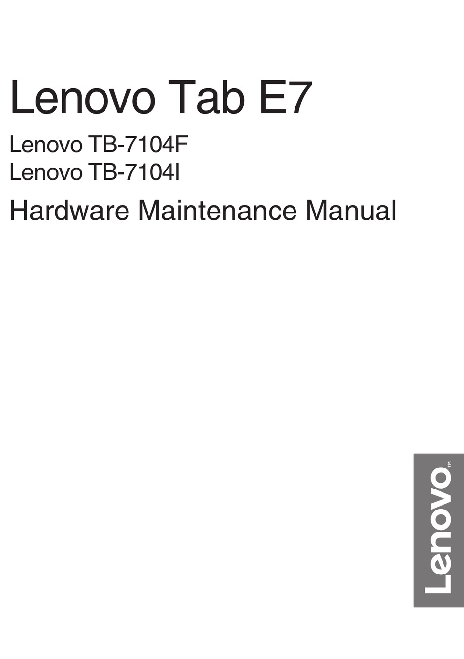 LENOVO TB7104I HARDWARE MAINTENANCE MANUAL Pdf Download ManualsLib