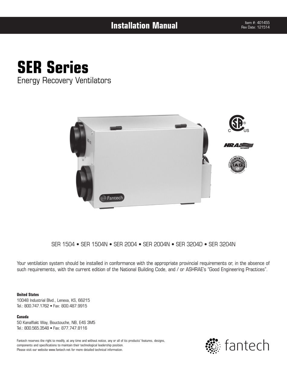 FANTECH SER SERIES INSTRUCTION MANUAL Pdf Download ManualsLib