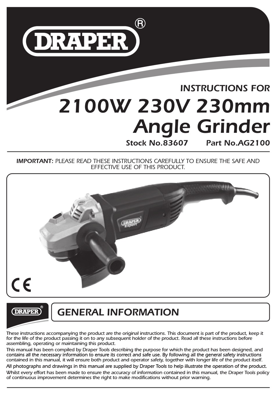 DRAPER AG2100 INSTRUCTIONS MANUAL Pdf Download ManualsLib