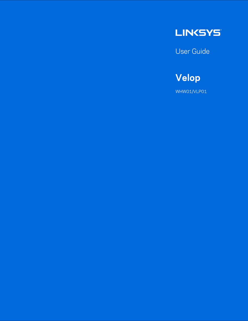 LINKSYS VELOP WHW01/VLP01 USER MANUAL Pdf Download ManualsLib