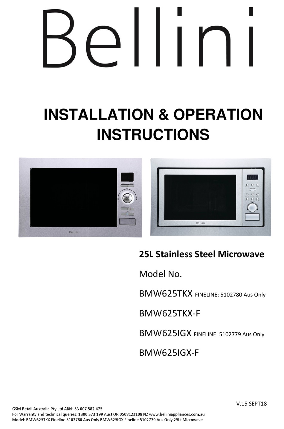 Bellini 5102780 Installation And Operation Instructions Pdf Download Manualslib 5915