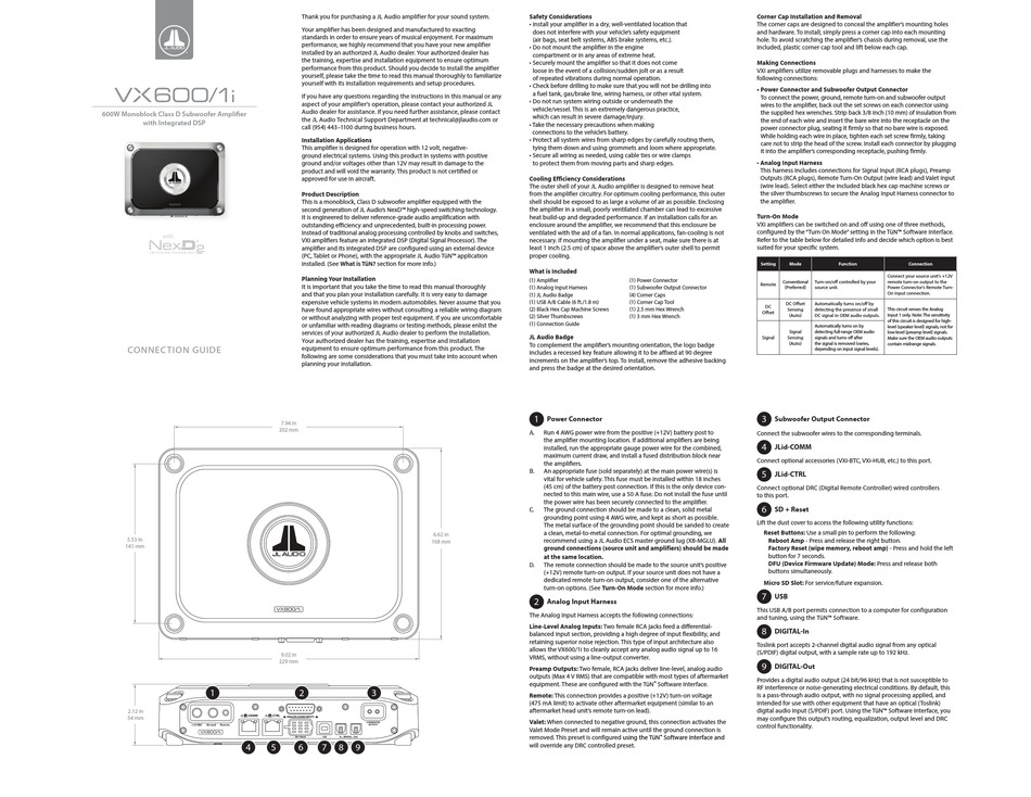 JL AUDIO VX600/1I CONNECTION MANUAL Pdf Download ManualsLib