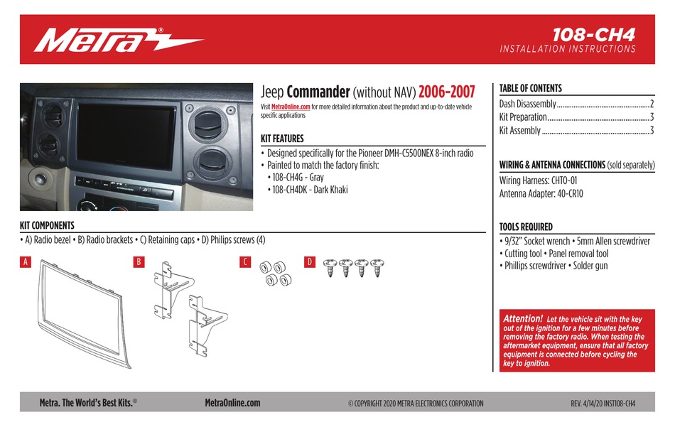 METRA ELECTRONICS 108-CH4 INSTALLATION INSTRUCTIONS Pdf Download ...