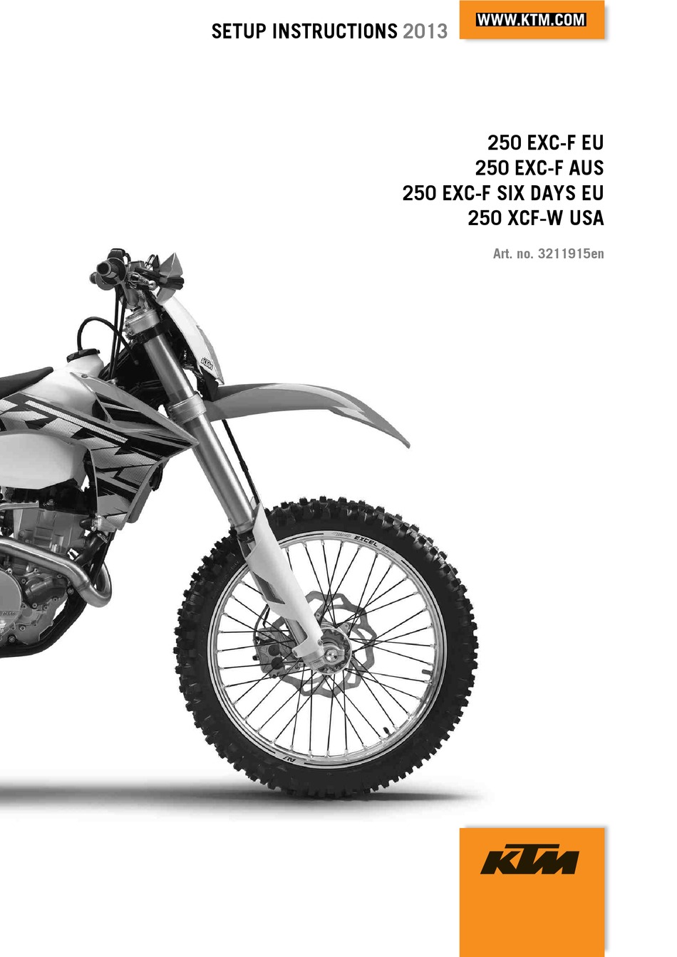 KTM 250 EXC-F EU 2013 SETUP INSTRUCTIONS Pdf Download | ManualsLib