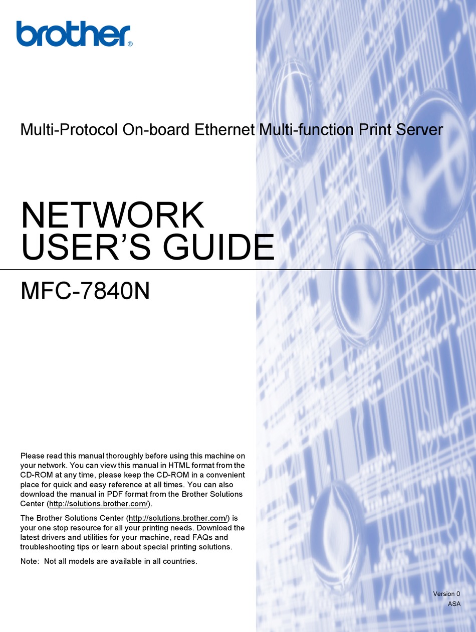 BROTHER MFC7840N NETWORK USER