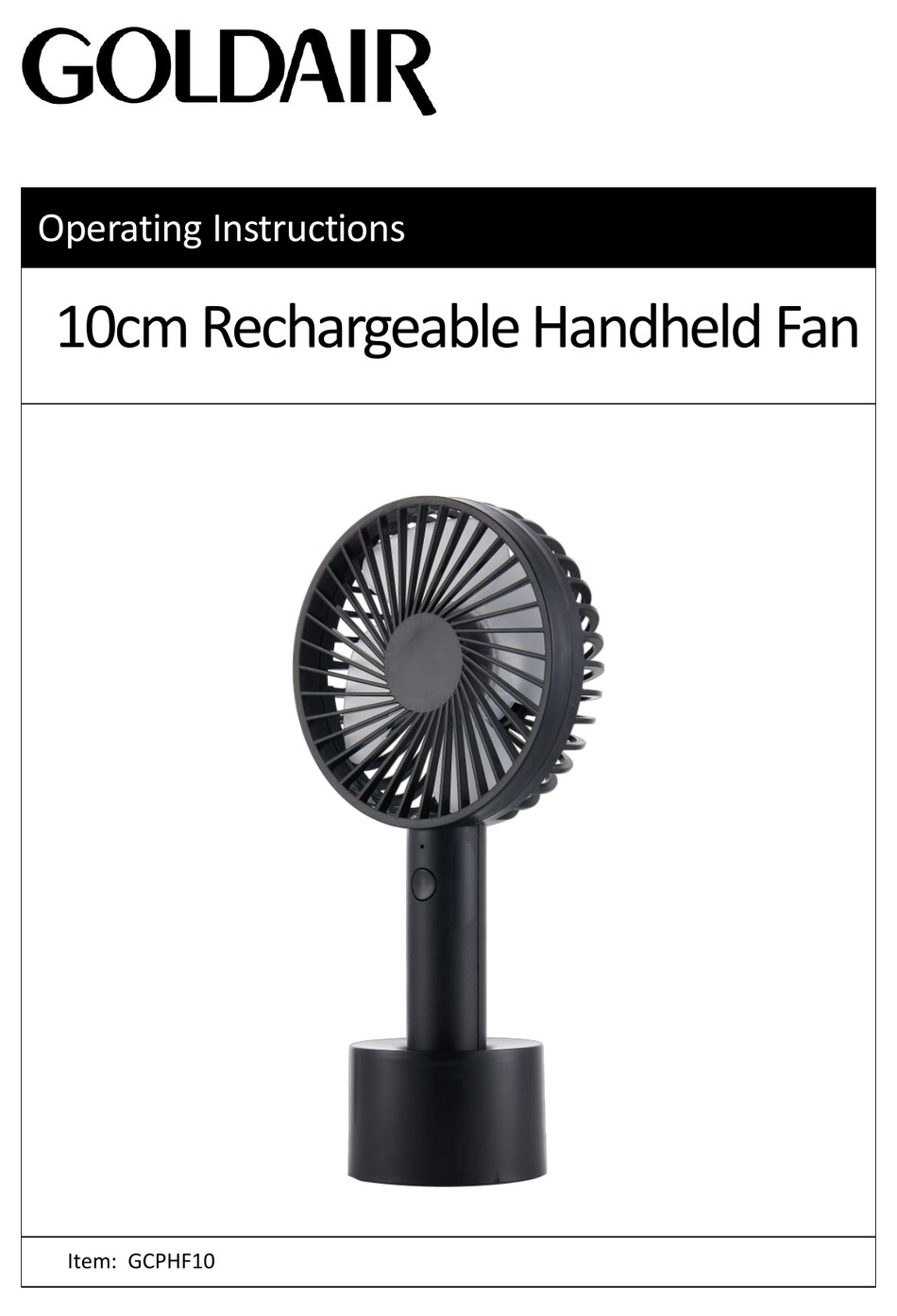 GOLDAIR GCPHF10 OPERATING INSTRUCTIONS MANUAL Pdf Download ManualsLib