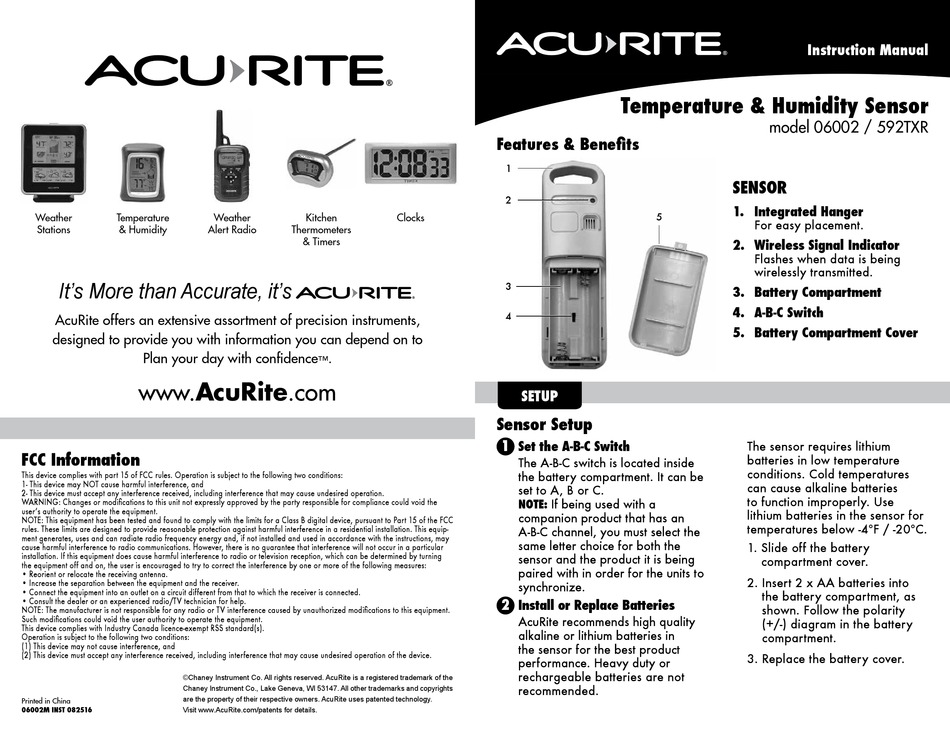 ACURITE 592TXR INSTRUCTION MANUAL Pdf Download ManualsLib