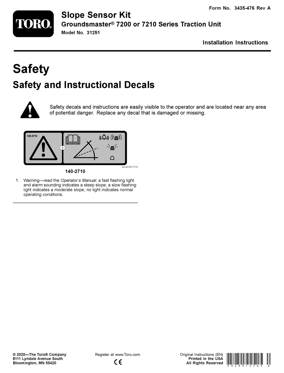 Toro Groundsmaster Installation Instructions Manual Pdf Download Manualslib