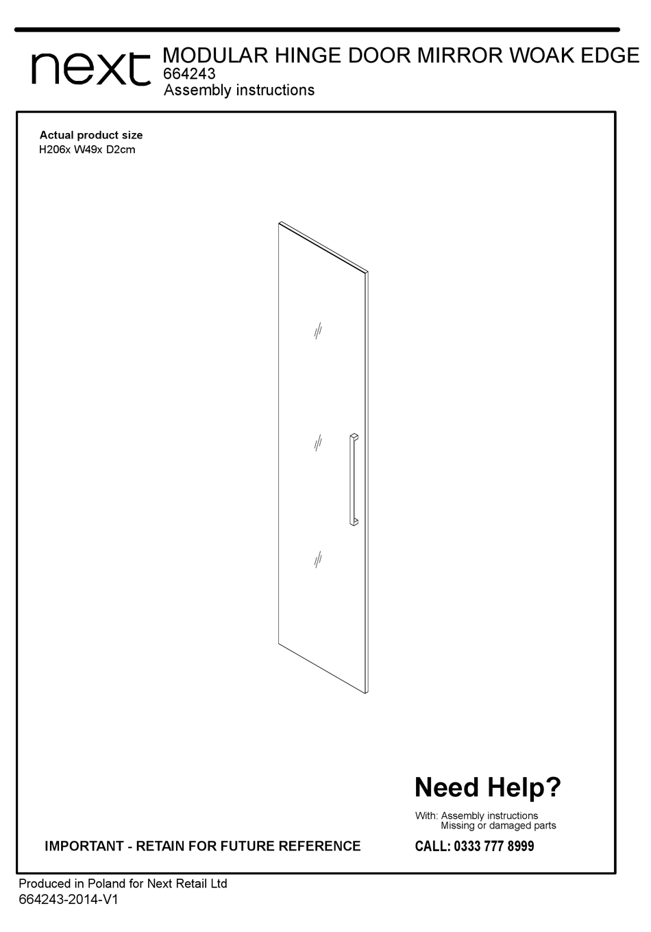 NEXT 664243 ASSEMBLY INSTRUCTIONS MANUAL Pdf Download | ManualsLib