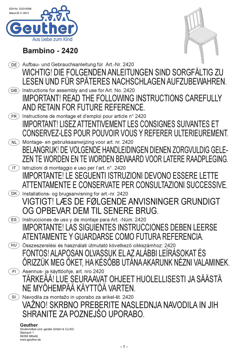 Fr 2420 Instructions