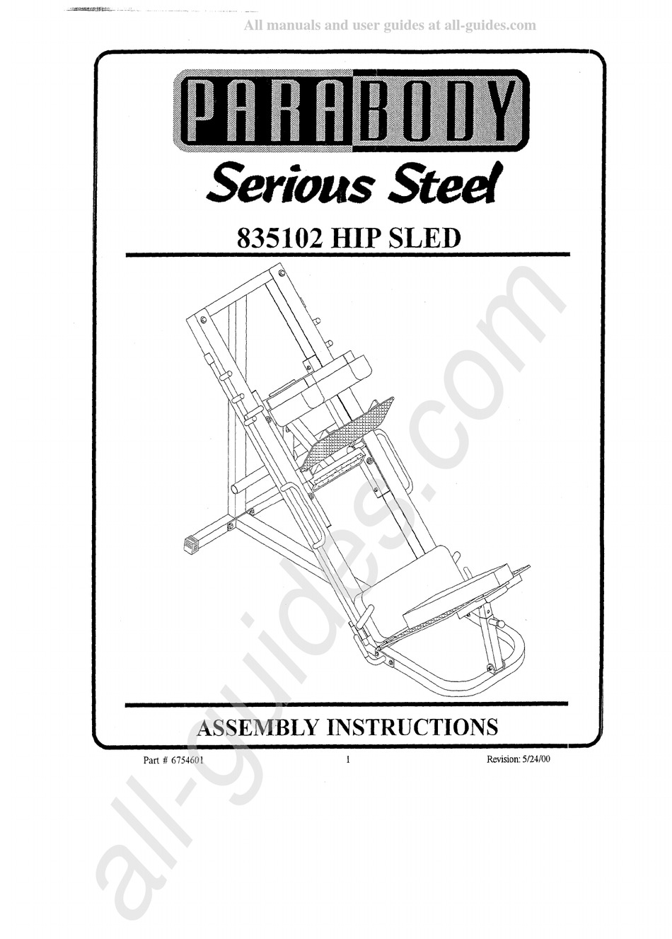 PARABODY SERIOUS STEEL 835102 ASSEMBLY INSTRUCTIONS MANUAL Pdf Download ...