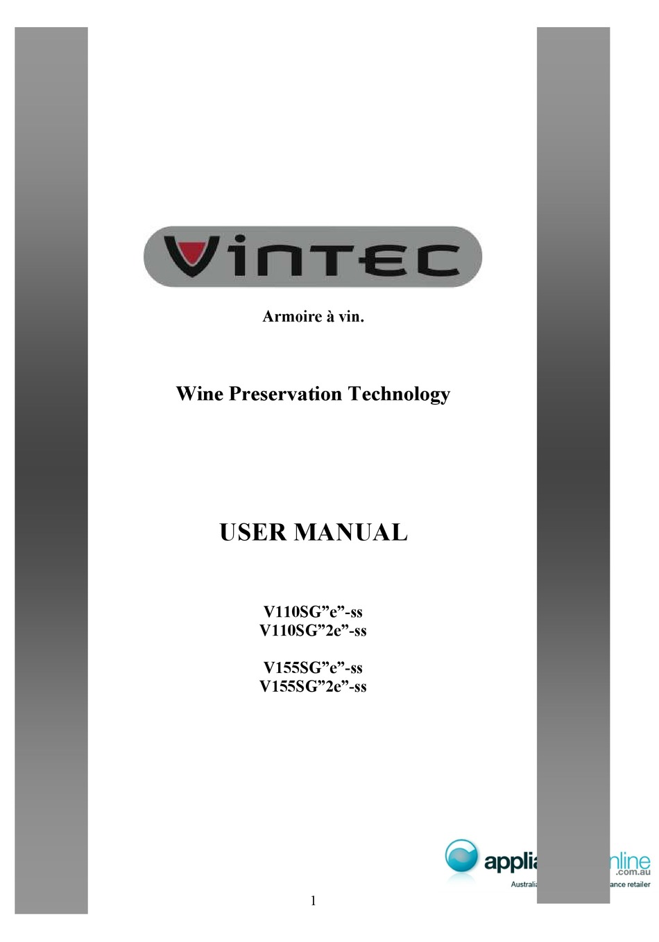 VINTEC V110SG E SERIES USER MANUAL Pdf Download ManualsLib