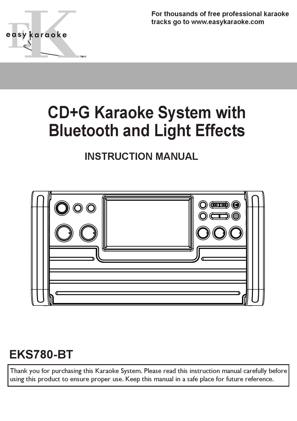 EASY KARAOKE EKS780BT INSTRUCTION MANUAL Pdf Download ManualsLib